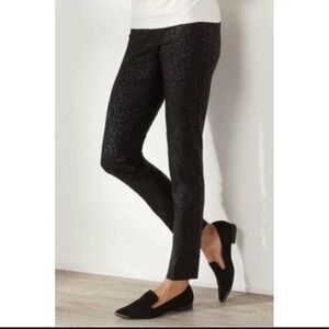 Soft Surroundings Womens Black Leopard Print Pull On Slim Pants 2BZ93 Size M